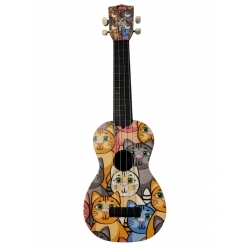 Soprano Ukulele Kedi Desen Kapak